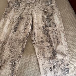 White House Black Market Snake Print Pants - Beige and Black